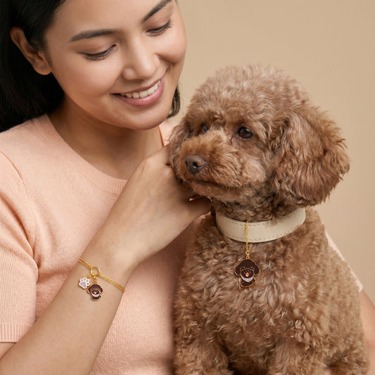 Golden Pawmark Charm & Bracelet Set