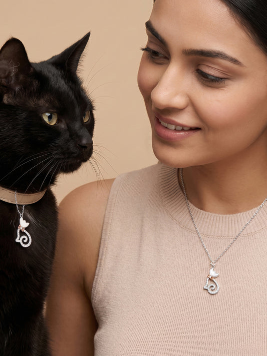 Silver Starlit Paws Charm & Pendant Set
