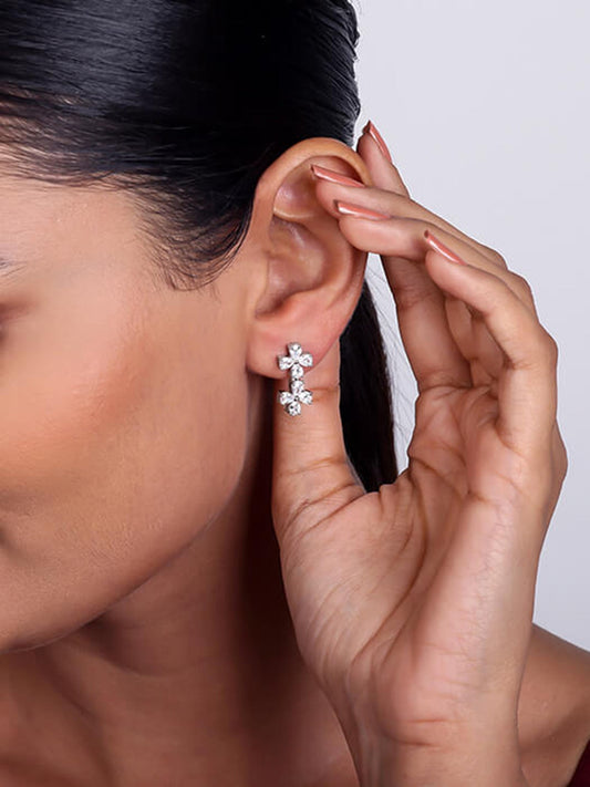 Silver Bedstraw Flower Earrings