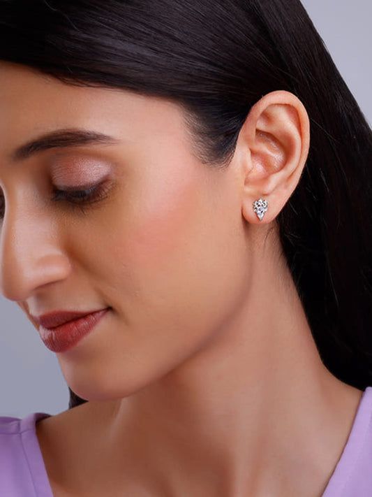 Silver Zirconia Deer Earrings