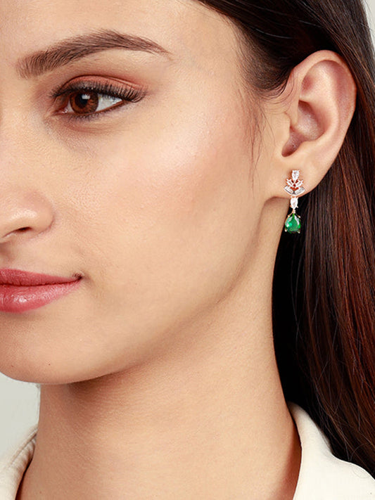 Rose Gold Emerald Drop Earrings