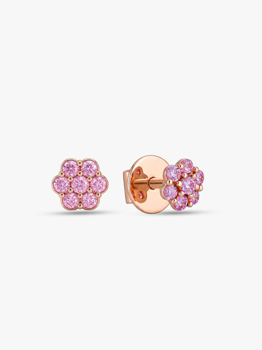 Rose Gold Baby Pink Flower Stud Kids Earrings