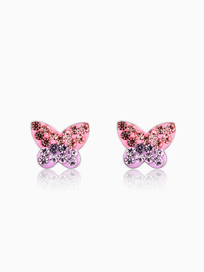 Silver Sparkly Butterfly Kids Earrings (4-12 yrs)