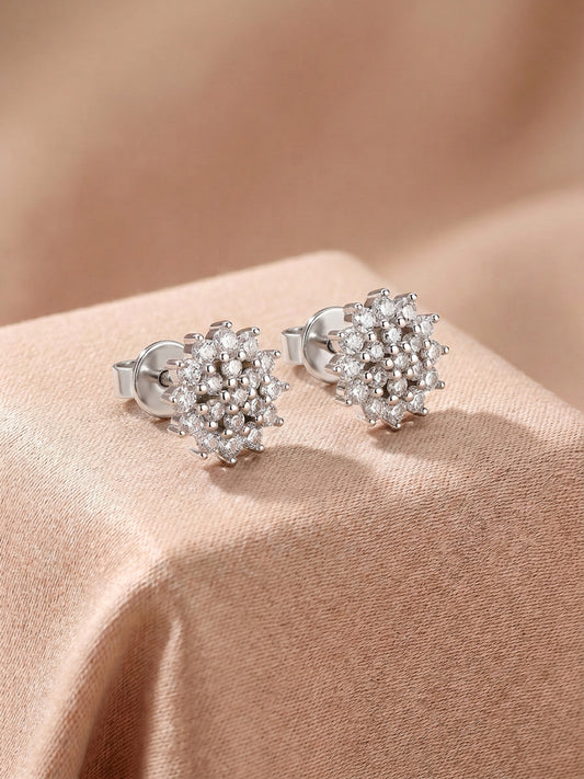 Silver Zircon Shining Star Studs