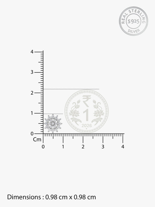 Silver Zircon Shining Star Studs
