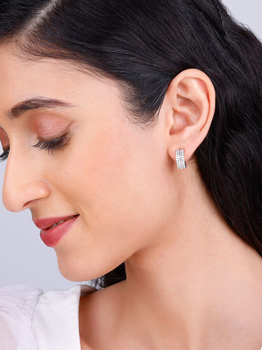 Silver Zircon Charm Earrings