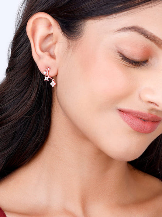 Rose Gold Charm Dangle Earrings