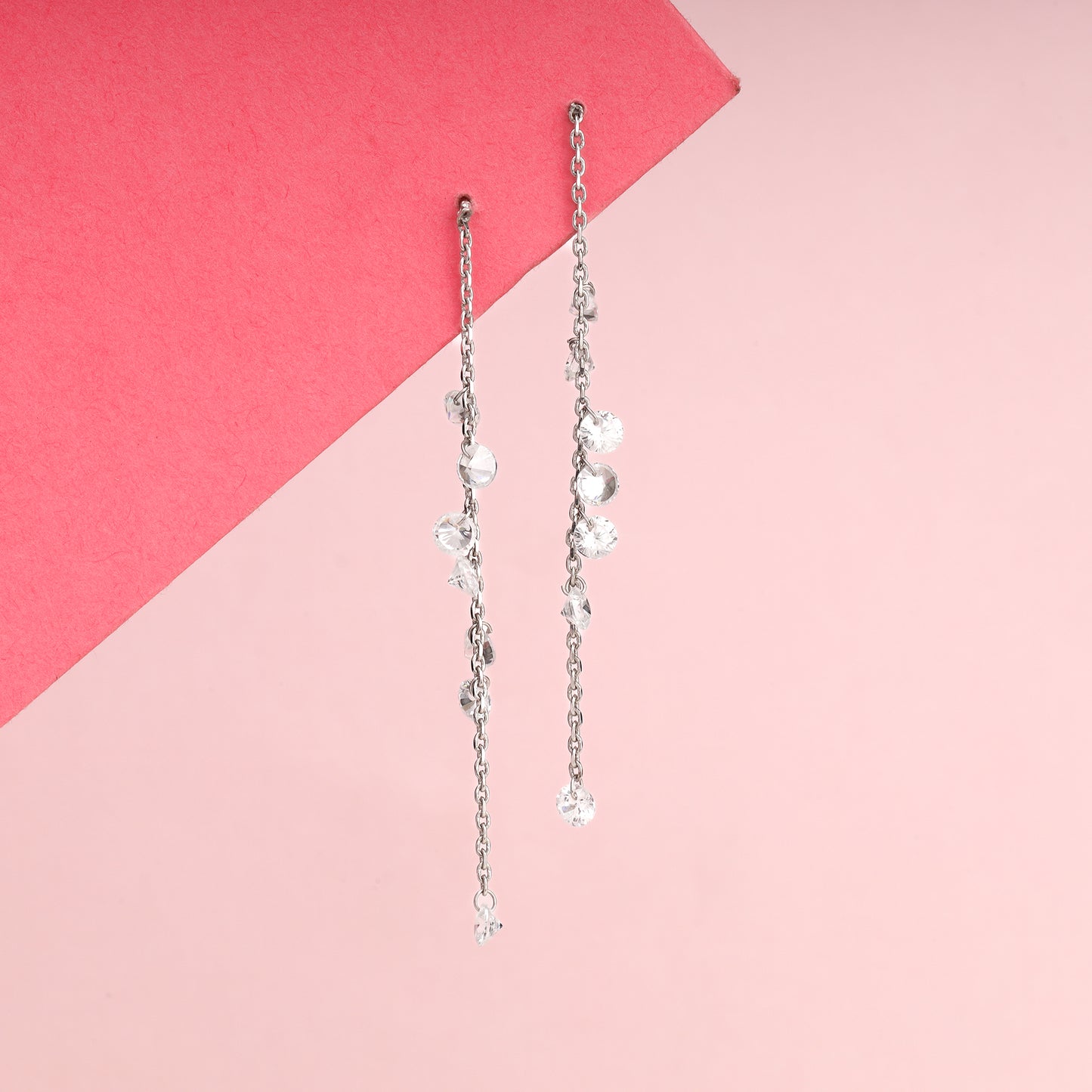 Silver Dangling Chain Earrings