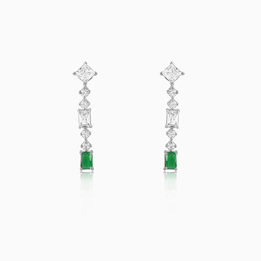 Silver Artful Green Earrings