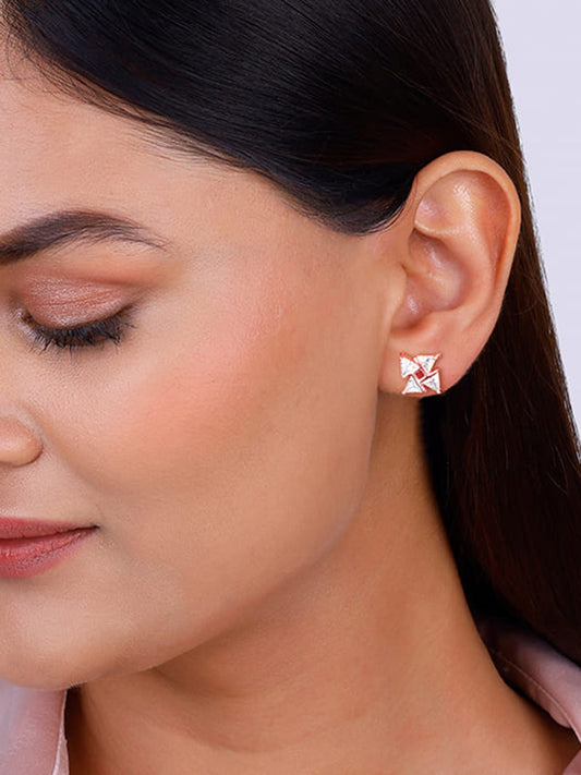 Rose Gold Windmill Stud Earrings