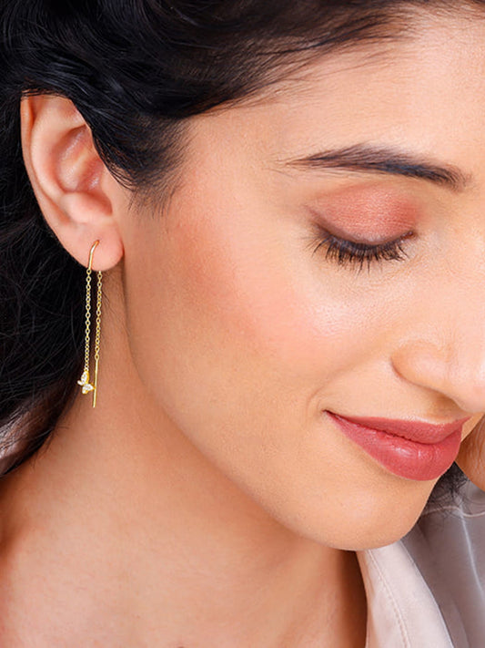 Golden Flying Butterfly Sui Dhaga Earrings
