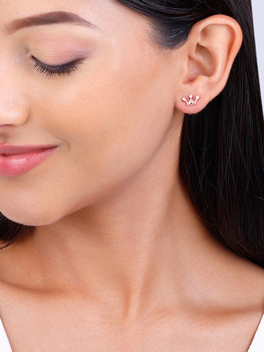 Rose Gold Tiara Stud Earrings