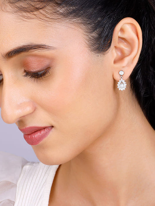 Silver Zircon Shimmer Drop Earrings