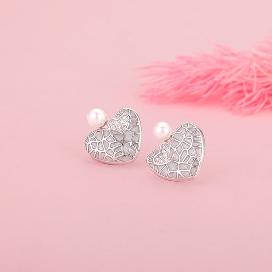 Silver Ethereal Heart Earrings