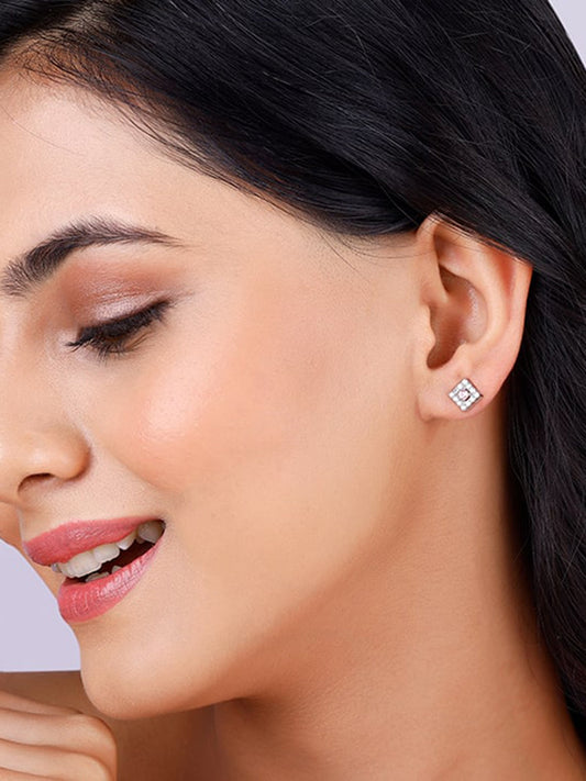 Silver Dazzling Cube Earrings