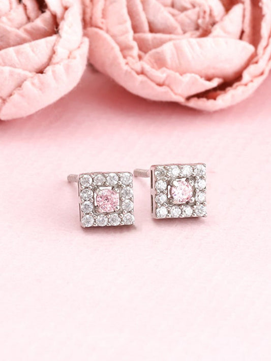 Silver Dazzling Cube Earrings