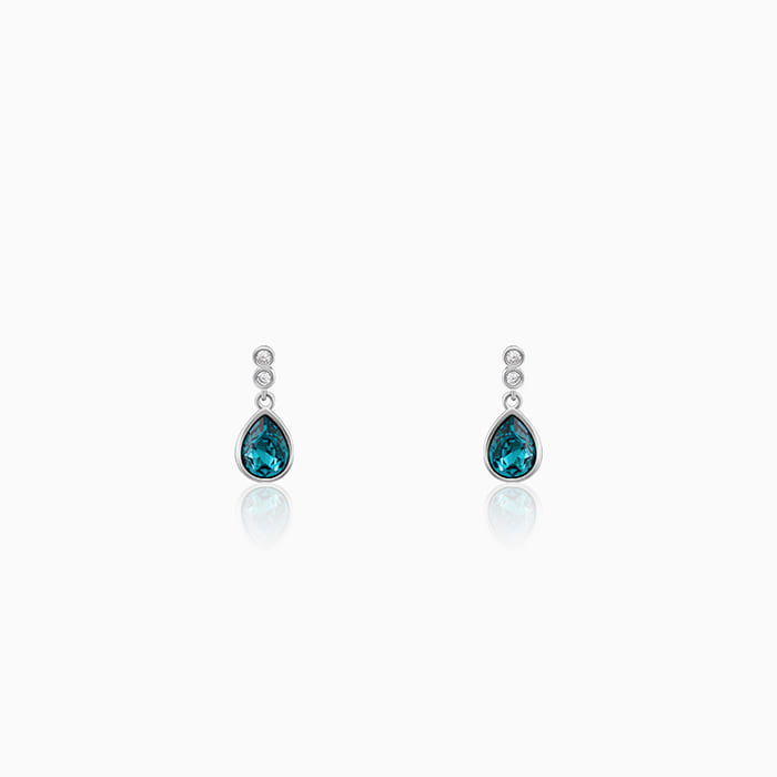 Silver Turquoise Blue Tear Drop Earrings – GIVA