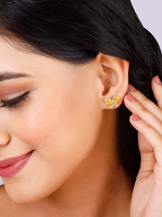 Silver Winged Bling Earrings