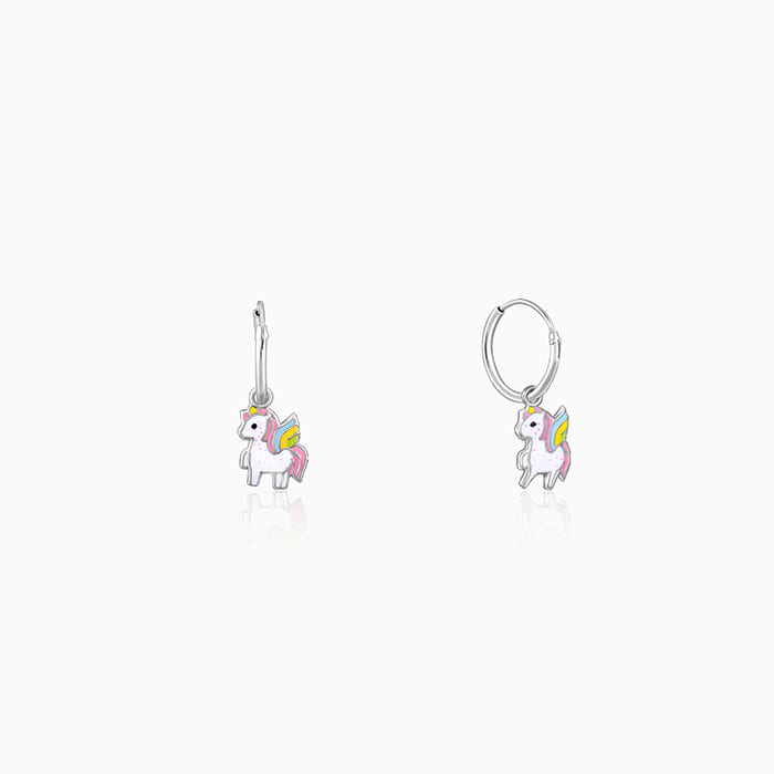 Silver Colourful Unicorn Kids Hoop Earrings (4-12 yrs) – GIVA