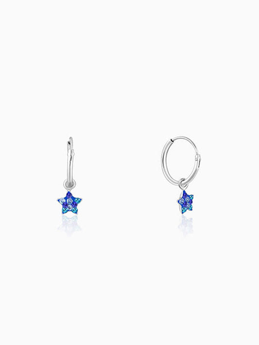 Silver Little Star Kids Hoop Earrings (4-12 yrs)