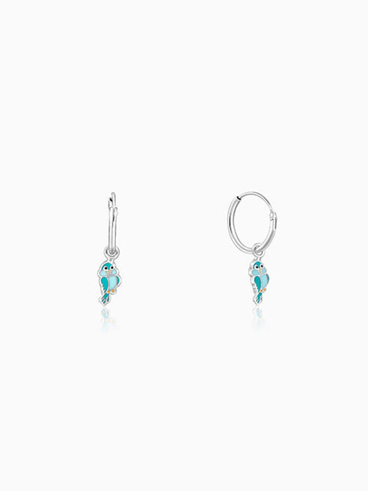 Silver Bubbly Bird Kids Hoop Earrings (4-12 yrs)