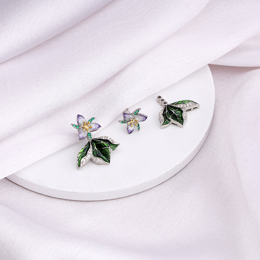Silver And Gold Trillium Convertible Earrings