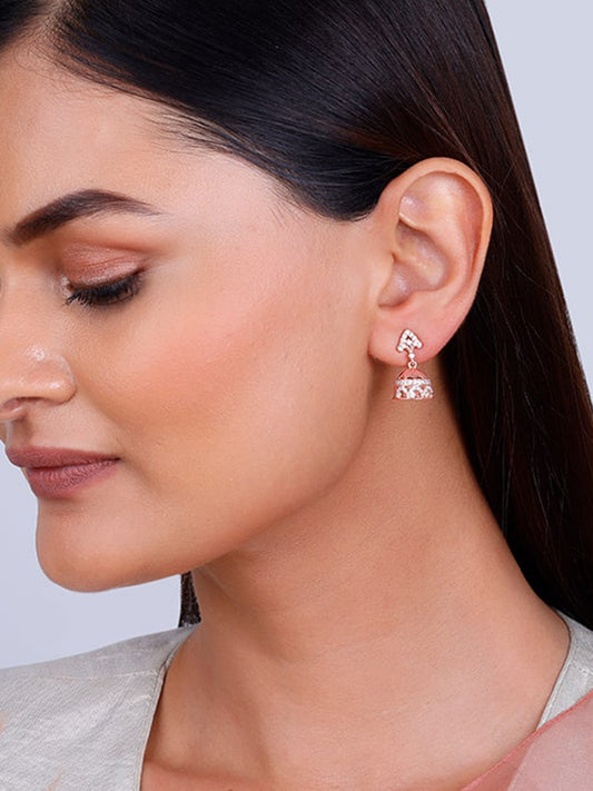 Rose Gold Agra Jhumki Earrings