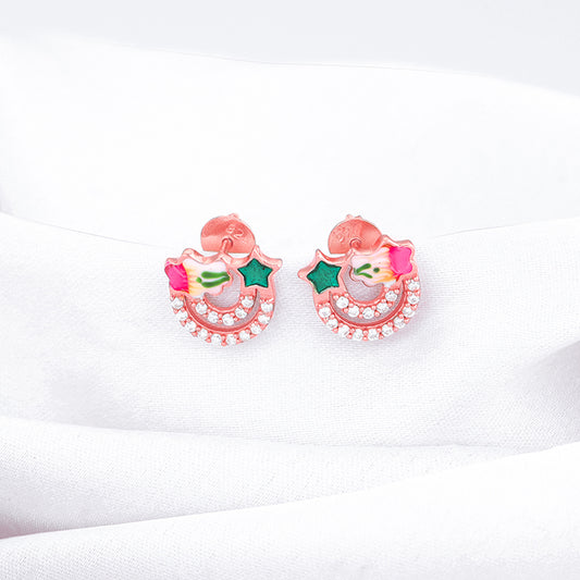 Rose Gold Rainbow Earrings