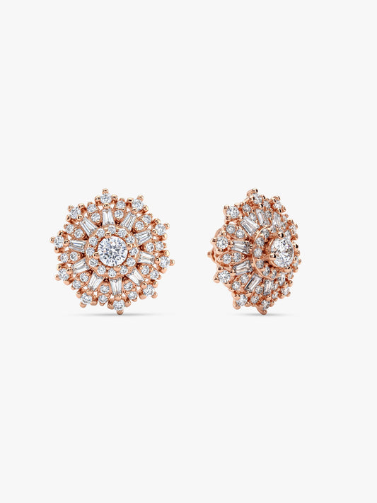 Rose Gold Floral Work Earrings