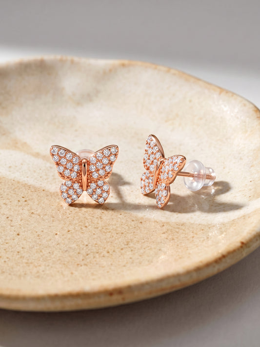 Rose Gold Skipper Butterfly Earrings