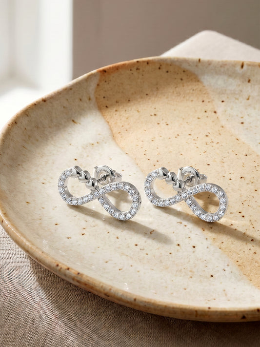 Silver Infinity Heart Earrings