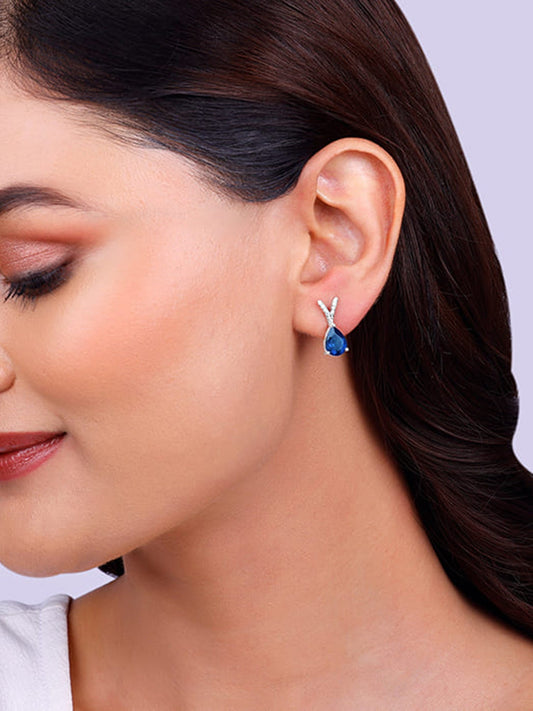 Silver Midnight Blue Earrings