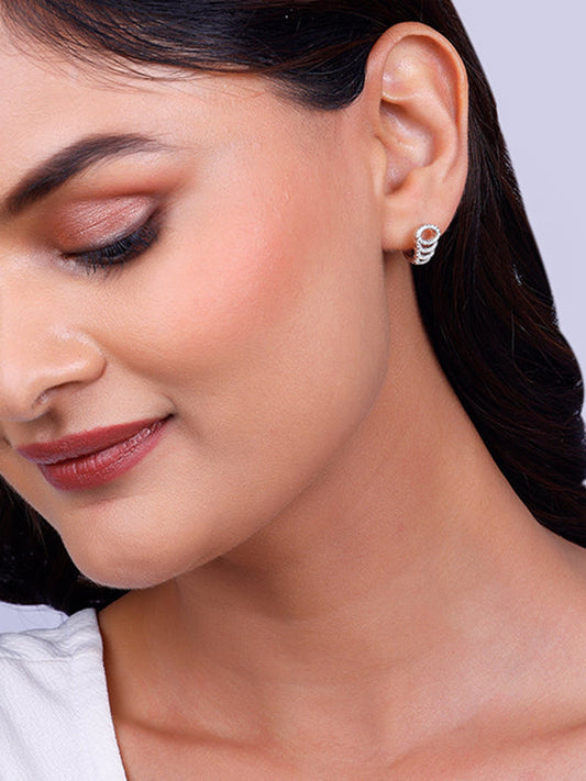 Silver Zircon Elegant Loop Earrings