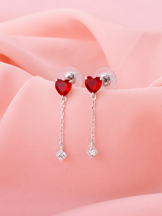 Silver Heart Drop Danglers