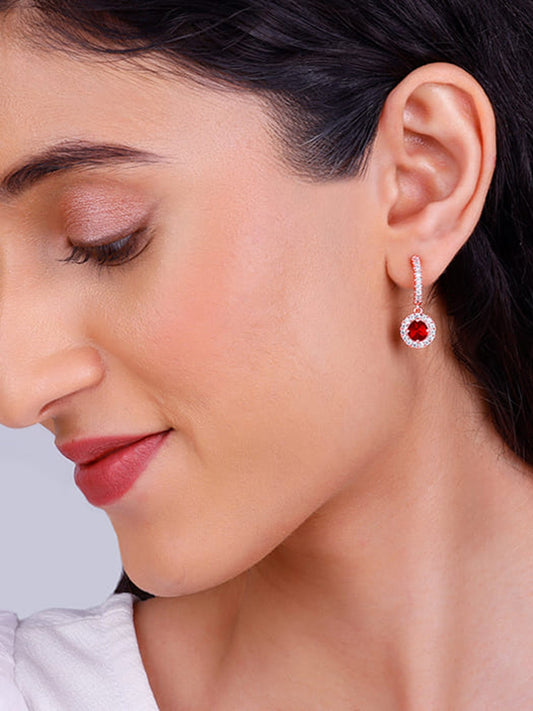 Rose Gold Red Drizzle Drop Earrings