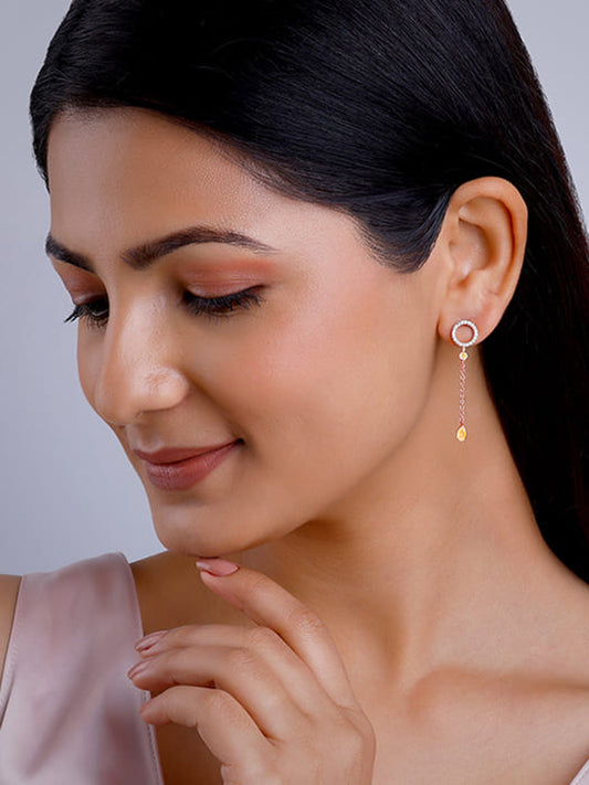 Rose Gold Swinging Bird Earrings