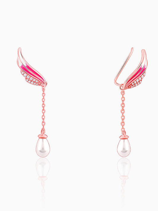 Rose Gold Flutter in Pink Earrings