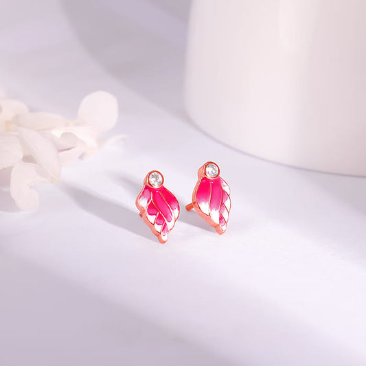 Rose Gold Fluffed Wing Earrings