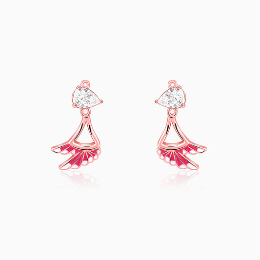 Rose Gold Winged Dangler Earrings