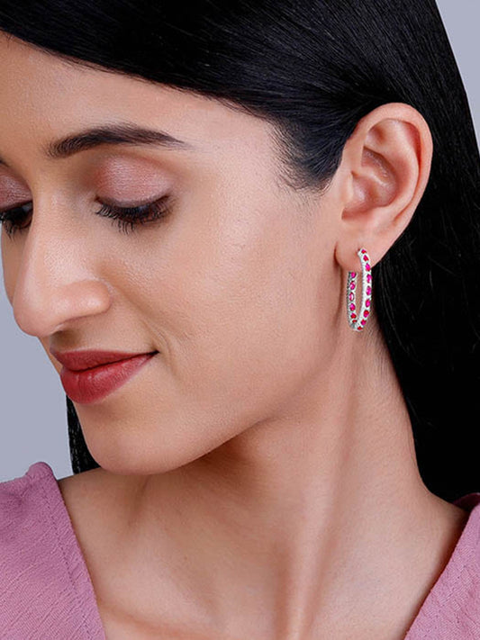 Silver Pink Pride Hoop Earrings