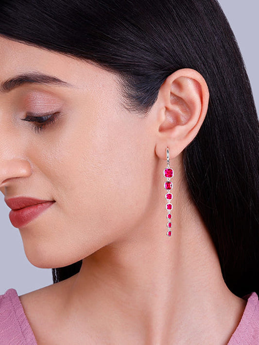 Silver Fall in Pink Danglers