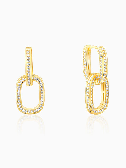 Golden Interconnected Hoop Earrings