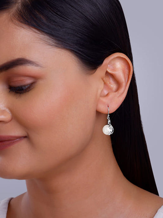 Silver Shiny Pearl Earrings