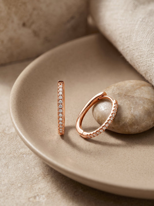 Rose Gold Shining Hoop Earrings