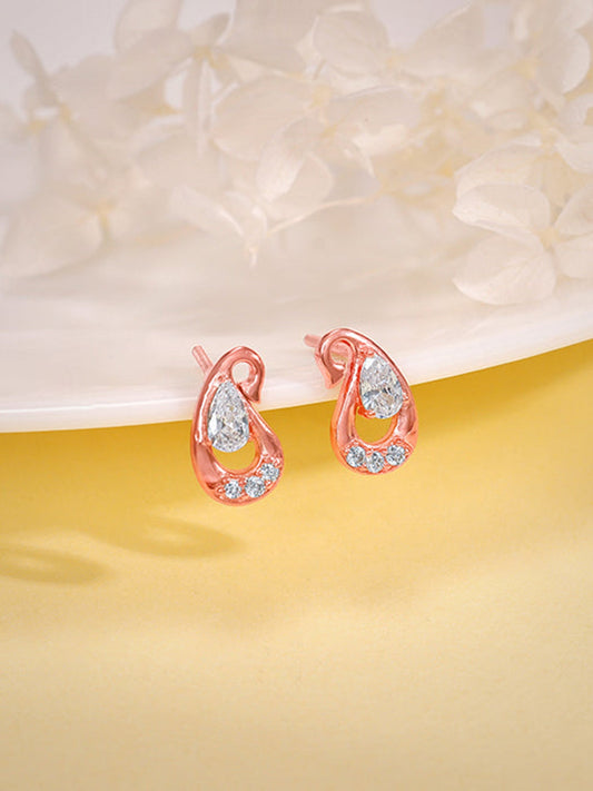 Rose Gold Paisley Love Earrings
