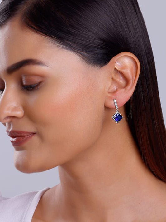 Silver Adorable Blue Earrings