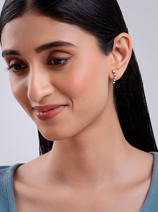 Silver Fashion Rhinestone Earrings