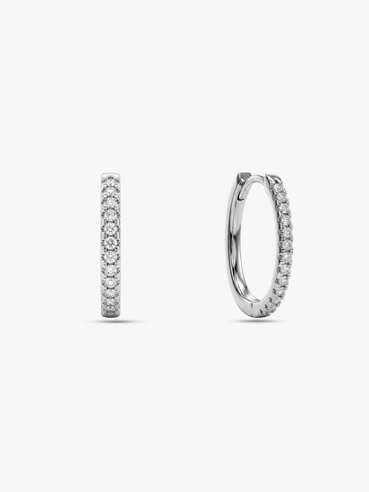 Silver Zircon Twinkling Hoop Earrings