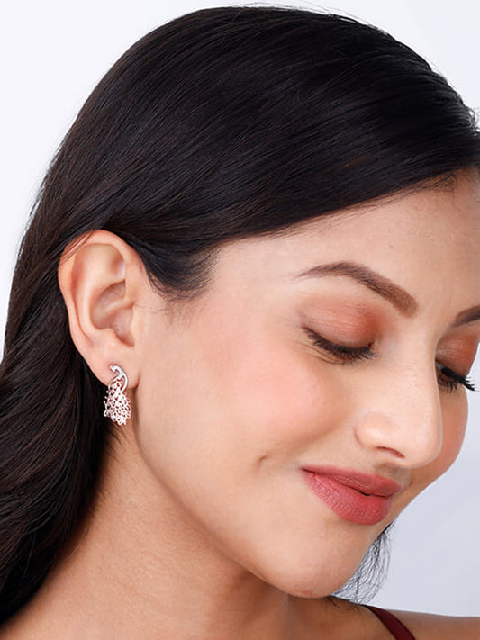 Rose Gold Peacock Earrings