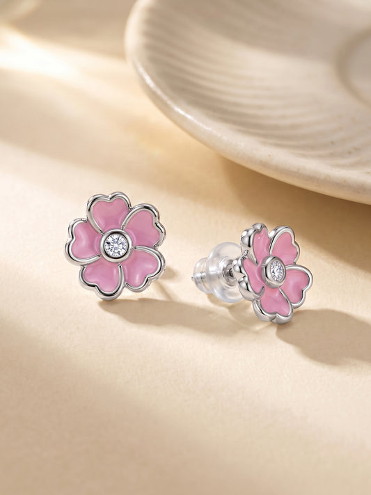 Silver Flower Fling Kids Earrings